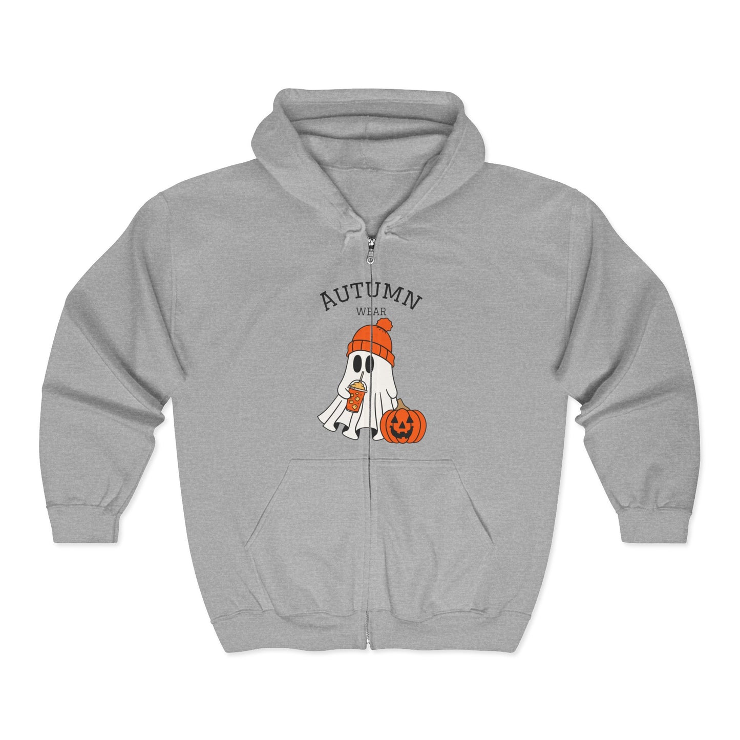 Cozy Autumnwear Ghost Zip Hoodie