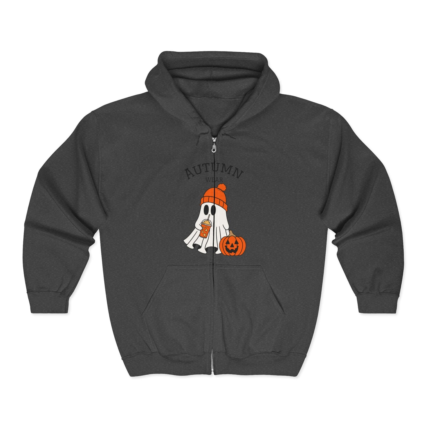 Cozy Autumnwear Ghost Zip Hoodie