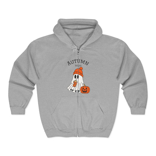Cozy Autumnwear Ghost Zip Hoodie