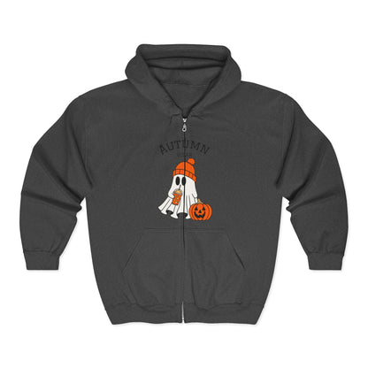 Cozy Autumnwear Ghost Zip Hoodie